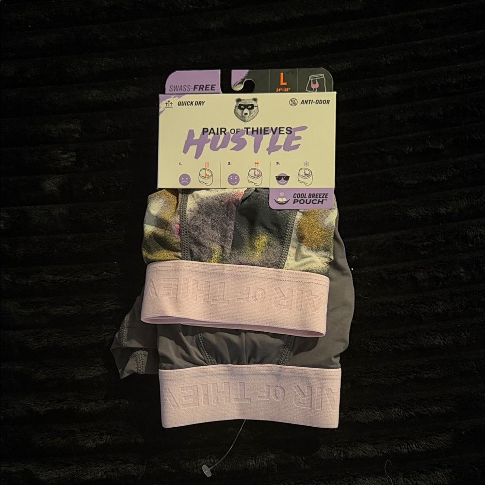 Pair of Thieves Men’s Gray & Multicolor Boxer Briefs with Pink Waistband